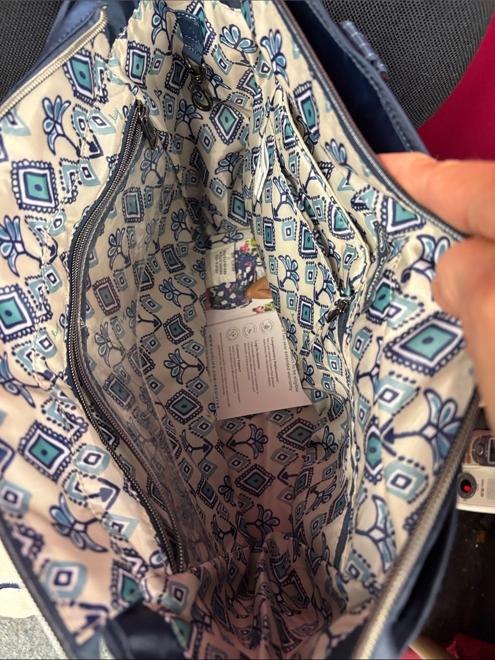 lug Quilted Nylon Tote in Navy Blue - Picture 4 of 5